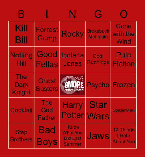 BMORE Bingo: Movie Edition Bingo Card