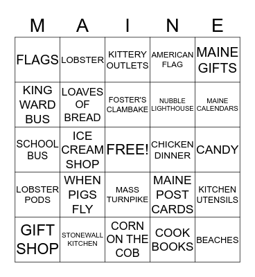 DOWN EAST MAINE Bingo Card