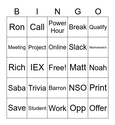 Princeton Retention Bingo Card