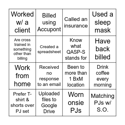 Behavior Matters BINGO Card