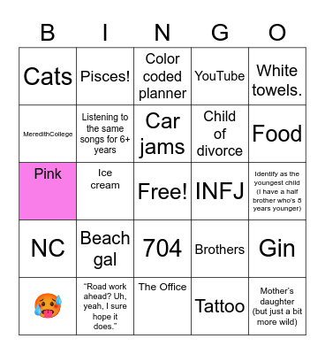 M E G  B I N G O Bingo Card