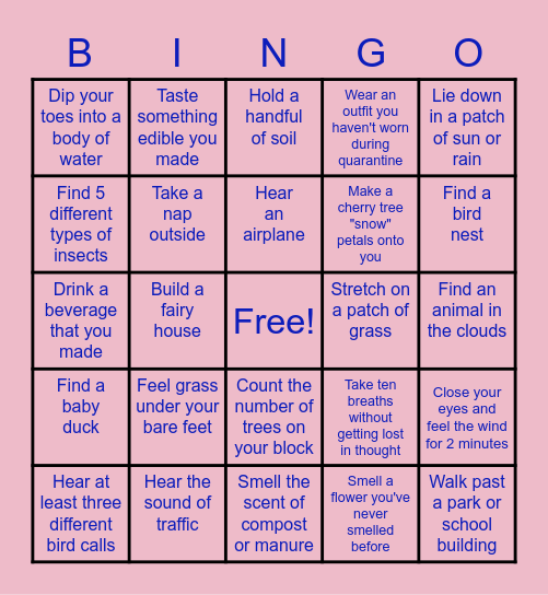 ExpEd Sensory Bingo (4/29) Bingo Card