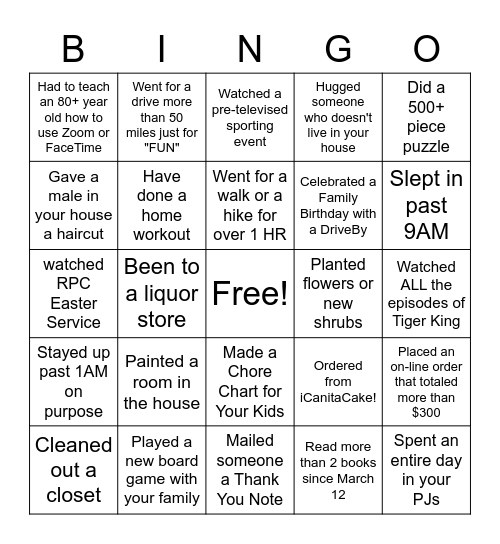 Circle 6 Covid Era BINGO! Bingo Card