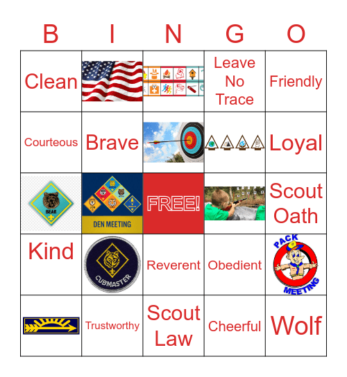 Cub Scout BINGO Card