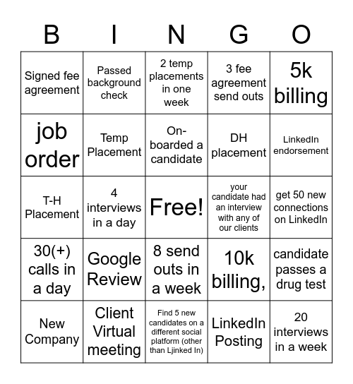 RECRUITER BINGO Card