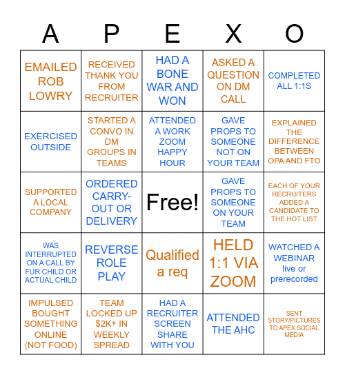 DELIVERY MANAGER APEXO Bingo Card