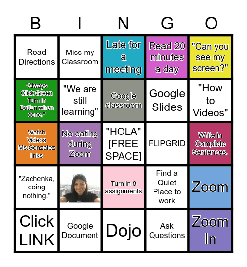 Zoom Bingo Card