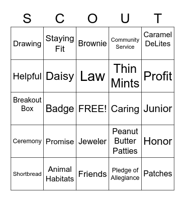 Girl Scouts Bingo Card