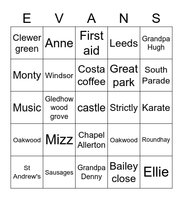 FAMILY BINGO Card