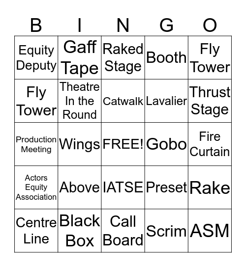 Tech Theatre Bingo Card