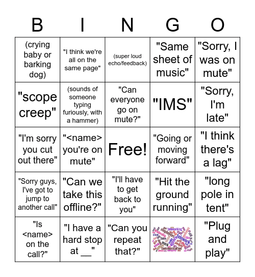 Telework BINGO! Bingo Card