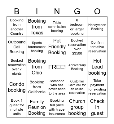 Call Center BINGO Card