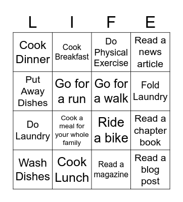 Life Skills Bing Bingo Card