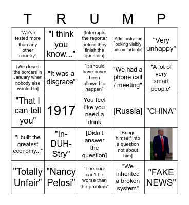 White House Press Briefing - Q + A Section Bingo Card