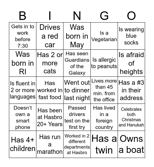 "FUN"-ANCE BINGO Card