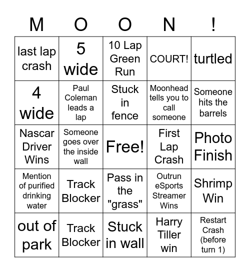 MoonVision Bingo Card