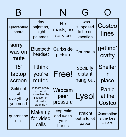 SCG/GSA Bingo Card
