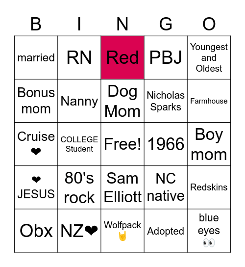 Lisa's Favs Bingo Card