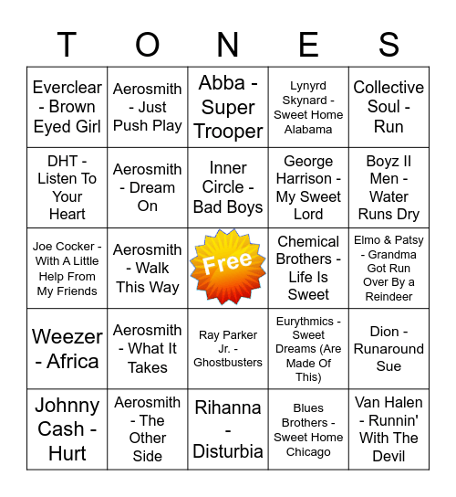Game Of Tones 4-27-20 Game 2 Bingo Card