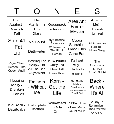 Game Of Tones 4-27-20 Blackout Game Bingo Card