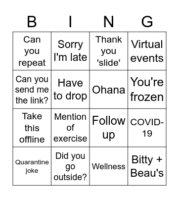Meeting Bingo Card