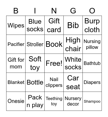 Baby Gift Bingo Card