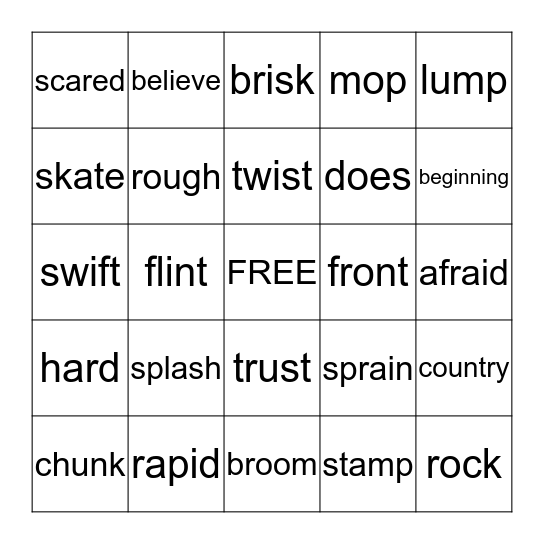 Word Study Bingo Card