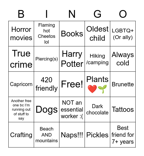 Codie’s Bingo Card