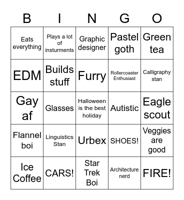 How much are we alike? Bingo Card