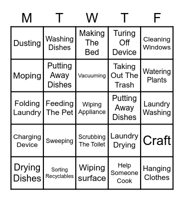 Chore BINGO Card