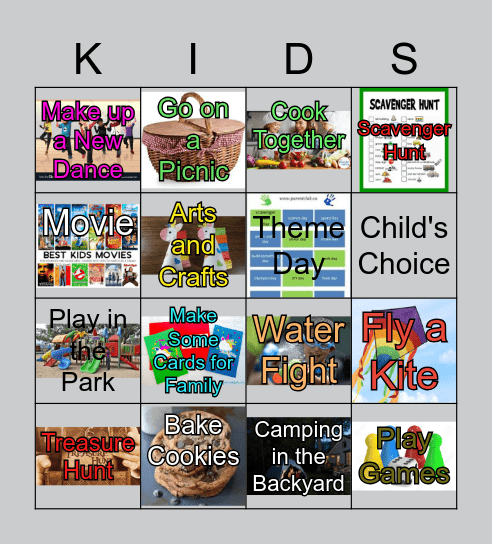 Children's Day Activities Bingo Card