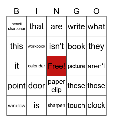 At school Bingo Card