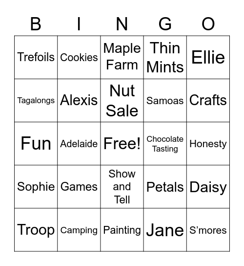 Daisy Bingo Card