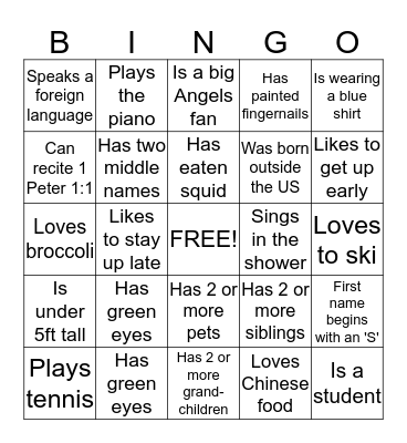 Women's Retreat Bingo Card