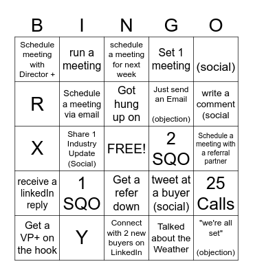 SALES BINGO Card