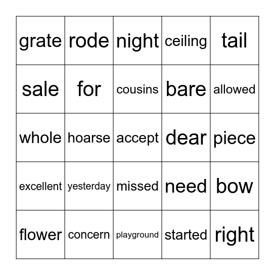 WORD BINGO CARD 3 Bingo Card