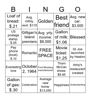 50th Anniversary & Fun Facts Bingo Card