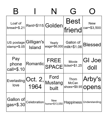 50th Anniversary & Fun Facts Bingo Card