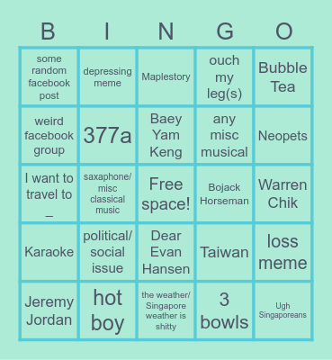 talking to sanzhi Bingo Card