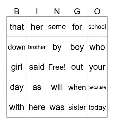 Camera words 8-10 Bingo Card