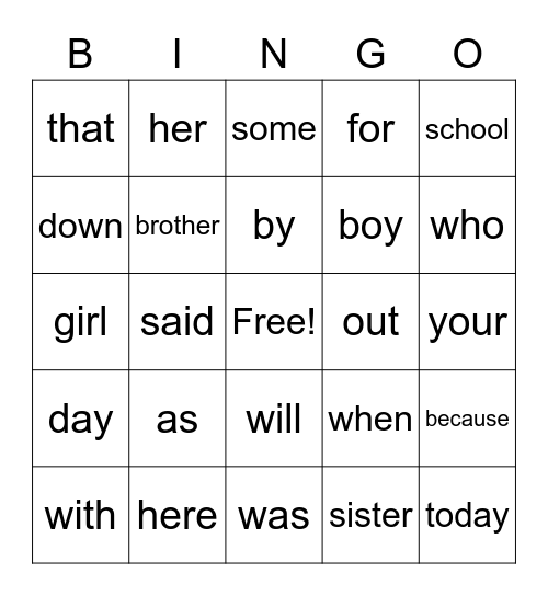 Camera words 8-10 Bingo Card