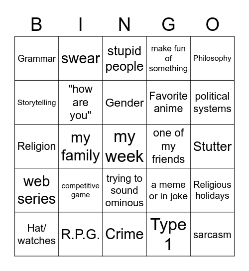 dean conversion bingo Card