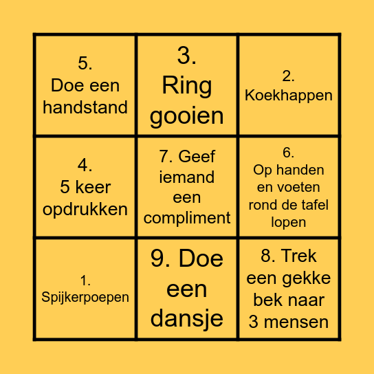 Koningsdag bingo Card