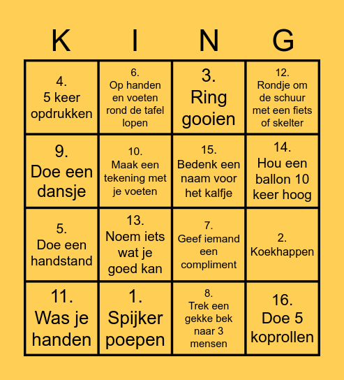 Koningsdag bingo Card