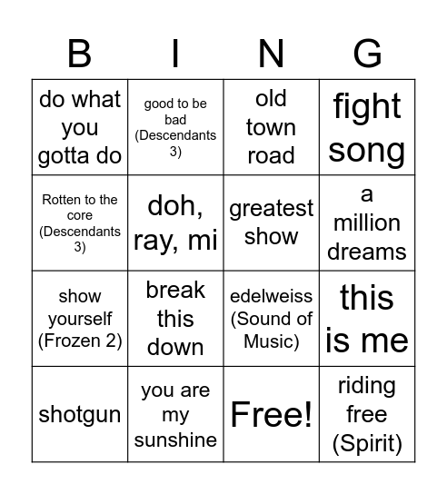 jingo Bingo Card