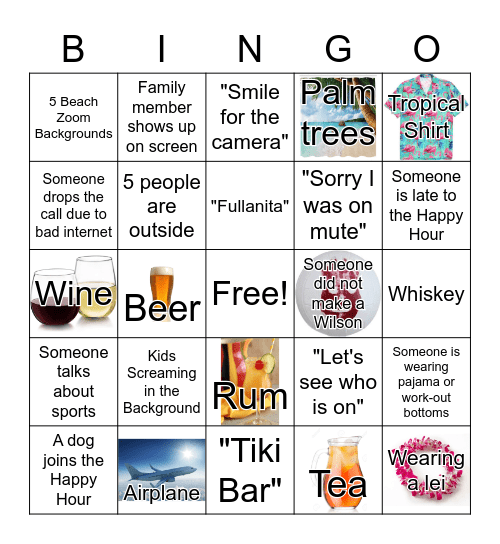 Virtual Happy Hour- Castaway Bingo Card