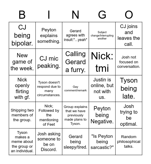 GO BIG BINGO Card