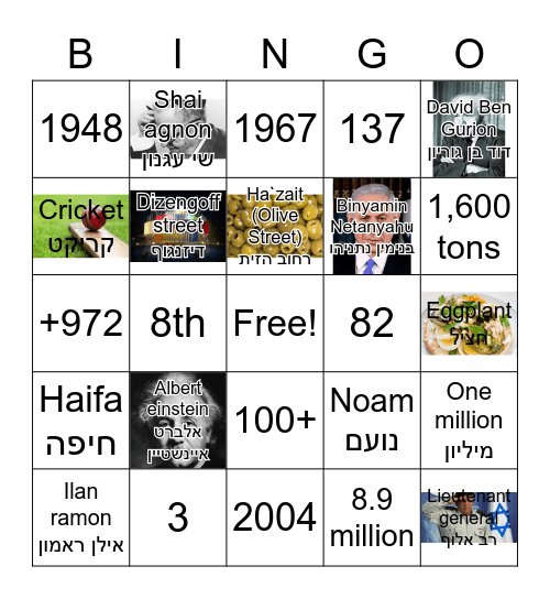 !!!יום העצמאות!!! Bingo Card
