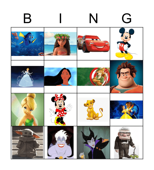 Disney Bingo Card