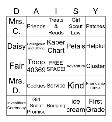 DAISY BINGO Card